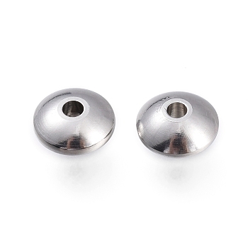 202 Stainless Steel Spacer Beads, Rondelle, Stainless Steel Color, 8x4mm, Hole: 1.8mm