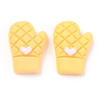 Resin Cabochons, DIY Accessories, for Resin Jewelry Making, Gloves, Yellow, 25x17.5x7.5mm, 100pcs/bag