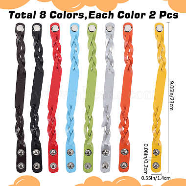 16Pcs 8 Colors Imitation Leather Cord Bracelets Set with Snap Clasps(BJEW-GF0001-19)-2