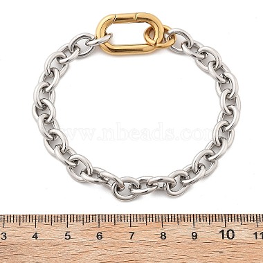 304 Stainless Steel Cable Chain Bracelets for Women Men(BJEW-C089-09GP)-5