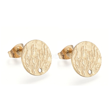 Golden Flat Round Stainless Steel Stud Earring Findings