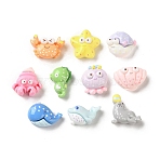 Ocean Series Opaque Resin Cabochons, Mixed Shapes, Mixed Color, 10~14x10~15x6.5~8mm(CRES-D323-07)