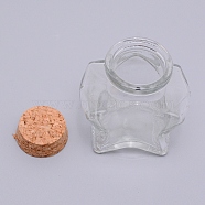 Glass Bottle, with Cork Plug, Wishing Bottle, Star, Clear, 4.35x6.55x7.65cm, Capacity: 50ml(1.69 fl. oz)(CON-WH0076-21)