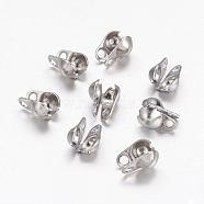 304 Stainless Steel Bead Tips, Calotte Ends, Clamshell Knot Cover, Stainless Steel Color, 5x3.5mm, Hole: 1mm, Inner Diameter: 2.5mm(STAS-E129-03P)