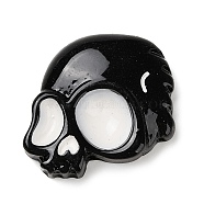 Skull Halloween Opaque Resin Decoden Cabochons, Halloween Jewelry Craft, Black, 25.5x27x7.5mm(RESI-R446-01G)