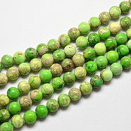 Natural Imperial Jasper Beads Strands, Round, Dyed, Lime, 8mm, Hole: 1mm, about 48pcs/strand, 15.7 inch(X-G-I122-8mm-01)