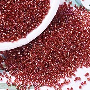 MIYUKI Delica Beads, Cylinder, Japanese Seed Beads, 11/0, (DB0295) Lined Red AB, 1.3x1.6mm, Hole: 0.8mm, about 2000pcs/bottle, 10g/bottle(SEED-JP0008-DB0295)