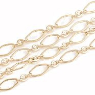 Brass Chains, with Spool, Soldered, Real 18K Gold Plated, 9x4.5x0.4mm, about 98.42 Feet(30m)/roll(CHC-S003-02G)