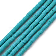 Handmade Polymer Clay Beads Strands, for DIY Jewelry Crafts Supplies, Heishi Beads, Disc/Flat Round, Dark Turquoise, 4x0.5~1mm, Hole: 1.4mm, about 350~410pcs/strand, 15.75 inch~16.14 inch(40~41cm)(CLAY-R089-4mm-Q107)