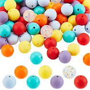 CHGCRAFT 100Pcs Silicone Beads, Round, Mixed Color, 14.5~15mm, Hole: 2~2.2mm(SIL-CA0001-13)