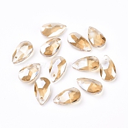 Faceted Glass Pendants, Teardrop, Brown, 15x9.5x5.5mm, Hole: 1mm(GLAA-F069-S-A18)