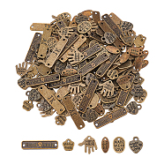 DIY Jewelry Making Kits, Including 216Pcs 6 Style Alloy Charms & Connector Charms, Oval & Flower & Heart & Palm & Rectangle with Word, Antique Bronze, 8~25.5x5.5~13x0.9~2mm, 36Pcs/style(FIND-FG0002-03)