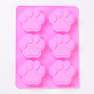 Food Grade Silicone Molds, Fondant Molds, For DIY Cake Decoration, Chocolate, Candy Mold, Dog Paw Prints, Pink, 180x137x15.5mm(DIY-E018-18)