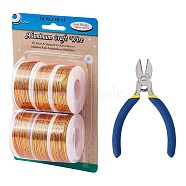 DIY Jewelry Kits, with Aluminum Wire and Iron Side Cutting Pliers, Gold, 1mm, about 23m/roll, 6rolls/set(DIY-BC0011-39I)