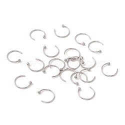 C-Shaped 304 Stainless Steel Ear Cuff Findings, Stainless Steel Color, 10.5x12x2mm, Inner Diameter: 10.4mm, Pin: 0.7mm(STAS-G266-17A-P)