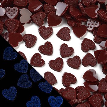 Luminous Resin Imitation Chocolate Decoden Cabochons, Glow in the Dark, Coconut Brown, Heart, 9x9.5x2mm