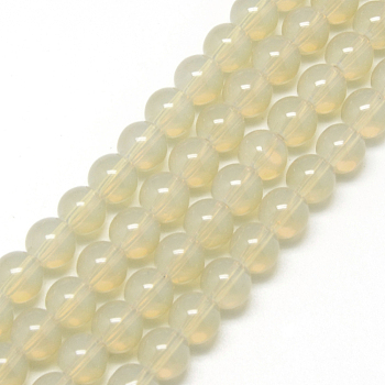 Baking Painted Glass Beads Strands, Imitation Opalite, Round, Pale Goldenrod, 6mm, Hole: 1.3~1.6mm, about 133pcs/strand, 31.4 inch