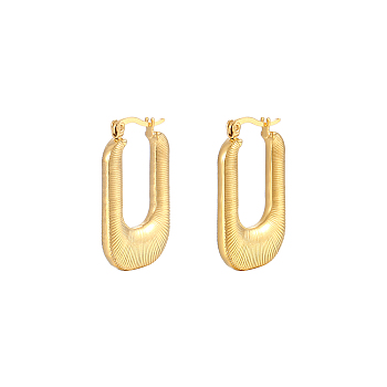 French Retro Stainless Steel Geometric U-Shaped Striped Earrings for Women.