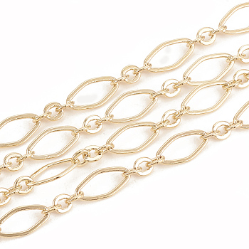 Brass Chains, with Spool, Soldered, Real 18K Gold Plated, 9x4.5x0.4mm, about 98.42 Feet(30m)/roll