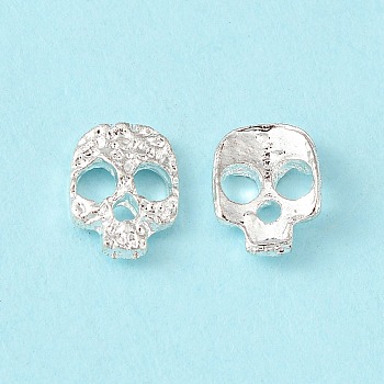 Halloween Themed Alloy Cabochons, Nail Art Decoration Accessories for Women, Cadmium Free & Lead Free, Skull, Silver Color Plated, 8.5x6.5x2mm