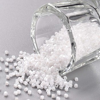 TOHO Hexagon Beads, Japanese Seed Beads, 15/0 Two Cut Glass Seed Beads, (121) Opaque Luster White, 15/0, 1.5x1.5x1.5mm, Hole: 0.5mm, about 170000pcs/bag