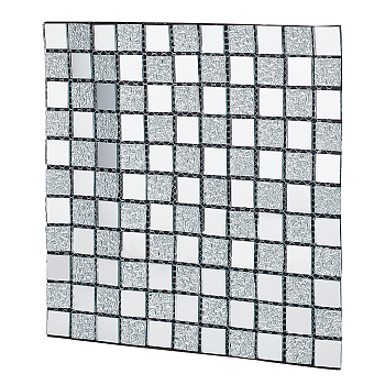 Square Adhesive Glass Cabochons Sheets, Mirror Mosaic Pieces, Mosaic Tiles for Arts DIY Crafts, Silver, 300x300x5.5mm