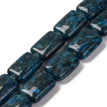 Natural Blue Agate Beads Strands, Dyed, Rectangle, 18x13.5x5.5mm, Hole: 1.2mm, about 22pcs/strand, 15.75 inch(40cm)