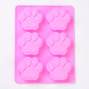 Food Grade Silicone Molds, Fondant Molds, For DIY Cake Decoration, Chocolate, Candy Mold, Dog Paw Prints, Pink, 180x137x15.5mm