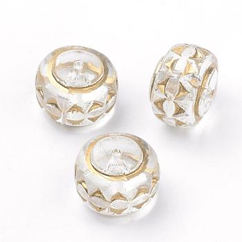 Plating Transparent Acrylic Beads, Golden Metal Enlaced, Drum, Clear, 18.5x13.5mm, Hole: 2mm, about 160pcs/500g