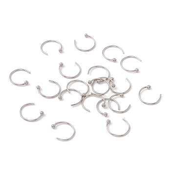 C-Shaped 304 Stainless Steel Ear Cuff Findings, Stainless Steel Color, 10.5x12x2mm, Inner Diameter: 10.4mm, Pin: 0.7mm