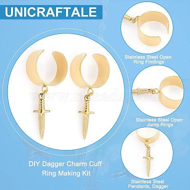 Unicraftale DIY Dagger Charm Cuff Ring Making Kit(DIY-UN0003-66)-5