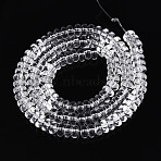 Transparent Glass Beads Strands, Rondelle, Clear, 6~6.5x3mm, Hole: 1mm, about 103~118pcs/strand, 14.57~14.96 inch(37~38cm)(GLAA-ZX008-6mm-19A)