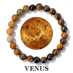 Planet Theme Jewelry Gift, Mixed Gemstone Round Beaded Stretch Bracelets, Venus, 7-1/2x1/4 inch(19x0.8cm)(PW-WG8F011-06)