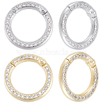 6Pcs 2 Colors Brass Micro Pave Cubic Zirconia Twister Clasp, Ring, Long-Lasting Plated, Rack Plating, Lead Free & Cadmium Free, Platinum & Golden, 15x2.5mm, 3pcs/color(KK-BBC0018-83)