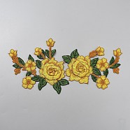 Flower Embroidery Cloth Iron On/Sew On Patches, Costume Accessories, Appliques, Goldenrod, 307x137x3.5mm(DIY-WH20050-13B)