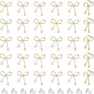 30Pcs Iron Stud Earring Findings, with Horizontal Loops and Steel Pin, Bowknot, with 50Pcs Plastic Ear Nuts, Light Gold, 18~19x18mm, Hole: 1.5mm, Pin: 0.7mm(IFIN-FH0001-67)