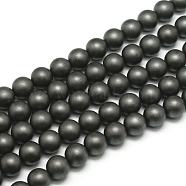 Frosted Non-magnetic Synthetic Hematite Round Bead Strands, Grade AA, 3mm, Hole: 0.8mm, about 133pcs/strand, 16 inch(X-G-J344-3mm)