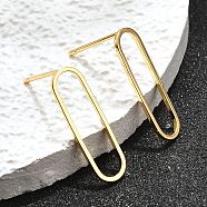 Brass Stud Earrings, Nickel Free, Real 18K Gold Plated, Oval, 20x6mm, Pin: 0.8mm(X-KK-T038-484B)