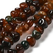 Natural Agate Beads Strands, Dyed & Heated, Nuggets, Tumbled Stone, Coconut Brown, 6.5~13x10~13x1.5~11mm, Hole: 1.6mm, about 22pcs/strand, 7.20~7.72''(18.3~19.6cm)(G-H295-B01-14)