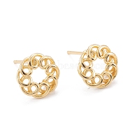 Brass Stud Earring Findings, Long-Lasting Plated, Flat Round, Real 18K Gold Plated, 9mm, Hole: 1mm, Pin: 0.8mm(X-KK-K251-25G)
