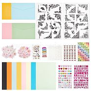Globleland DIY Scrapbook Making Kits, including Paper Envelopes, Cardboard Paper Card and Adhesive Paper Tape, PVC Stamps, Acrylic & Plastic Stickers, Mixed Color, Paper Envelope: 17-17.5x12.5x0.04-0.05cm(DIY-GL0006-04)