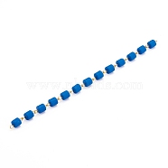 Handmade Polymer Clay Beaded Chain, Link Chain, with Brass Eye Pin, Quick Link Connector, for Bracelet Necklace Making, Blue, 13x6mm, about 39.37 inch(1m)/strand(AJEW-JB00926-03)