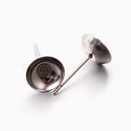 304 Stainless Steel Stud Earring Findings, Stainless Steel Color, 8mm, Pin: 0.6mm(STAS-E074-33)