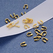 Brass Wire Guardian and Protectors, Golden Metal Color, about 4mm wide, 5mm long, 1mm thick, Hole: 0.5mm(X-KK437-G)