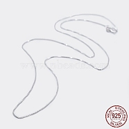 Anti-Tarnish Rhodium Plated 925 Sterling Silver Box Chain Necklaces, with Spring Ring Clasps, with 925 Stamp, Platinum, 18 inch(45cm), Pin: 0.8mm(STER-F039-45cm-05P)