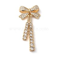 Brass Micro Pave Cubic Zirconia Beads, Bowknot, Real 18K Gold Plated, 32x15x4mm, Hole: 1.6mm(KK-G503-45G)