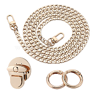 1 Strand Bag Strap Chains, Iron Curb Link Chains, and 1Pc Purse Tuck Lock Clasp & 2Pcs Spring Gate Ring, Golden(IFIN-GF0001-36)