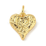 Rack Plating Brass Pendants, with Jump Ring, Cadmium Free & Lead Free, Long-Lasting Plated , Heart Charms, Real 18K Gold Plated, 13x12x3mm, Hole: 3.4mm(KK-A200-01G)