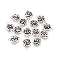Tibetan Style Links/Connectors, Lead Free and Cadmium Free, Flower, Antique Silver, 12x3.5mm, Hole: 2mm(LF11373Y-NF)