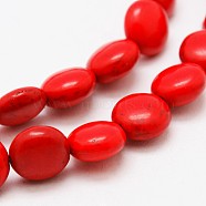 Flat Round Synthetic Turquoise Beads Strands, Dyed, Red, 16x6mm, Hole: 1mm, about 25pcs/strand, 15.7 inch(TURQ-I022-16x6mm-01)